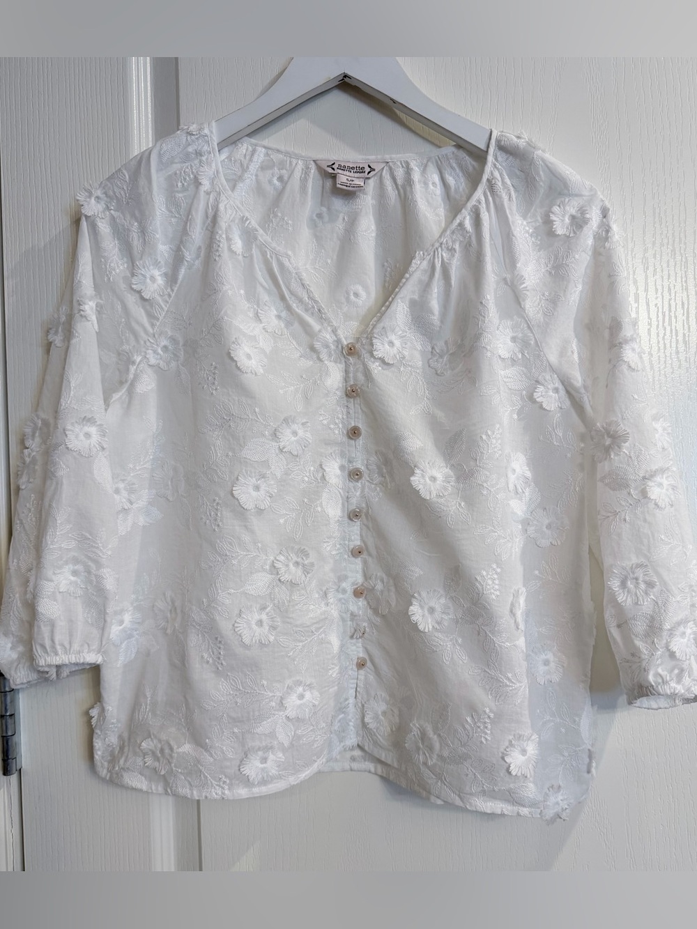 Nanette Lepore 3D Floral Embroidered Cotton Blouse